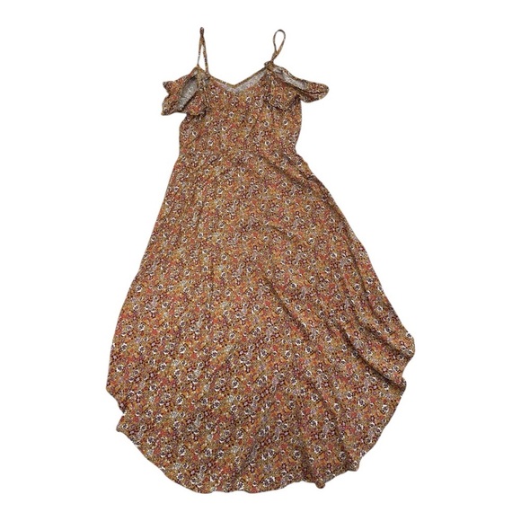 As U Wish Mustard Floral Cold Shoulder Dress Womens XL - Picture 7 of 9